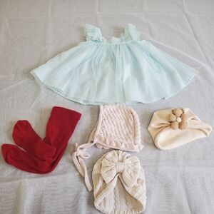 First Impressions Light Blue  and Pink Ensemble And Three Hats For Babies.